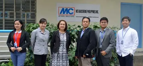 Group picture of the MC-Bauchemie Philippines Inc. team with Managing Director Shirley Laurel (3rd from left) in front of the company building in Manila.  <br>&copy; MC-Bauchemie 2026