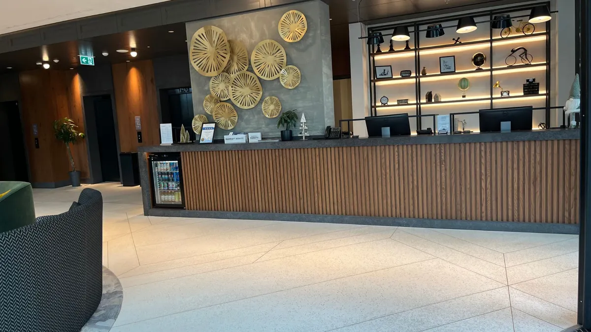 View into the lobby of the Four Points by Sheraton in Budapest